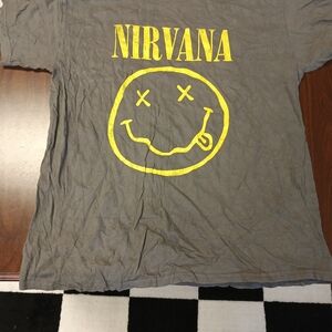 NIRVANA  Gray Tee with Yellow Graphic